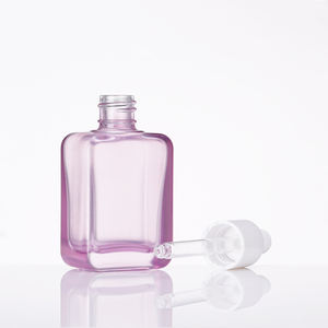 Nuevo Envase Cosmético de Lujo Personalizado, Botella de Vidrio Cuadrada Plana de 30 ml con Fondo Grueso, Color Morado Transparente, para Suero, Aceite Esencial, con Gotero - Product Image 5