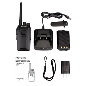 Radio professionnelle Retevis RT27 sans licence FRS ou PMR446, design compact, charge USB, interférences réduites. - Product Image 6