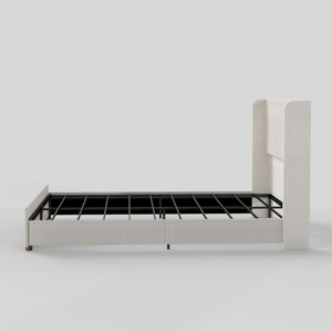 Queen Size Solid Wood Modern Upholstered <b>Bed</b> Frame 47" Luxury Wingback Headboard-Cream Corduroy - Product Image 6