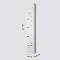 En stock noir et blanc 100-240V prise britannique 3.7A 2 ports USB multiprise 2 ports TYPE-C multiprise à charge rapide