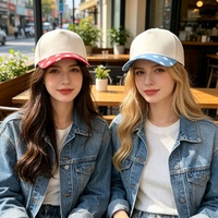 Casquettes de baseball rétro bicolores en toile polyester/coton à 5 panneaux, visière imprimée, unisexe, ajustables, pour toutes les saisons