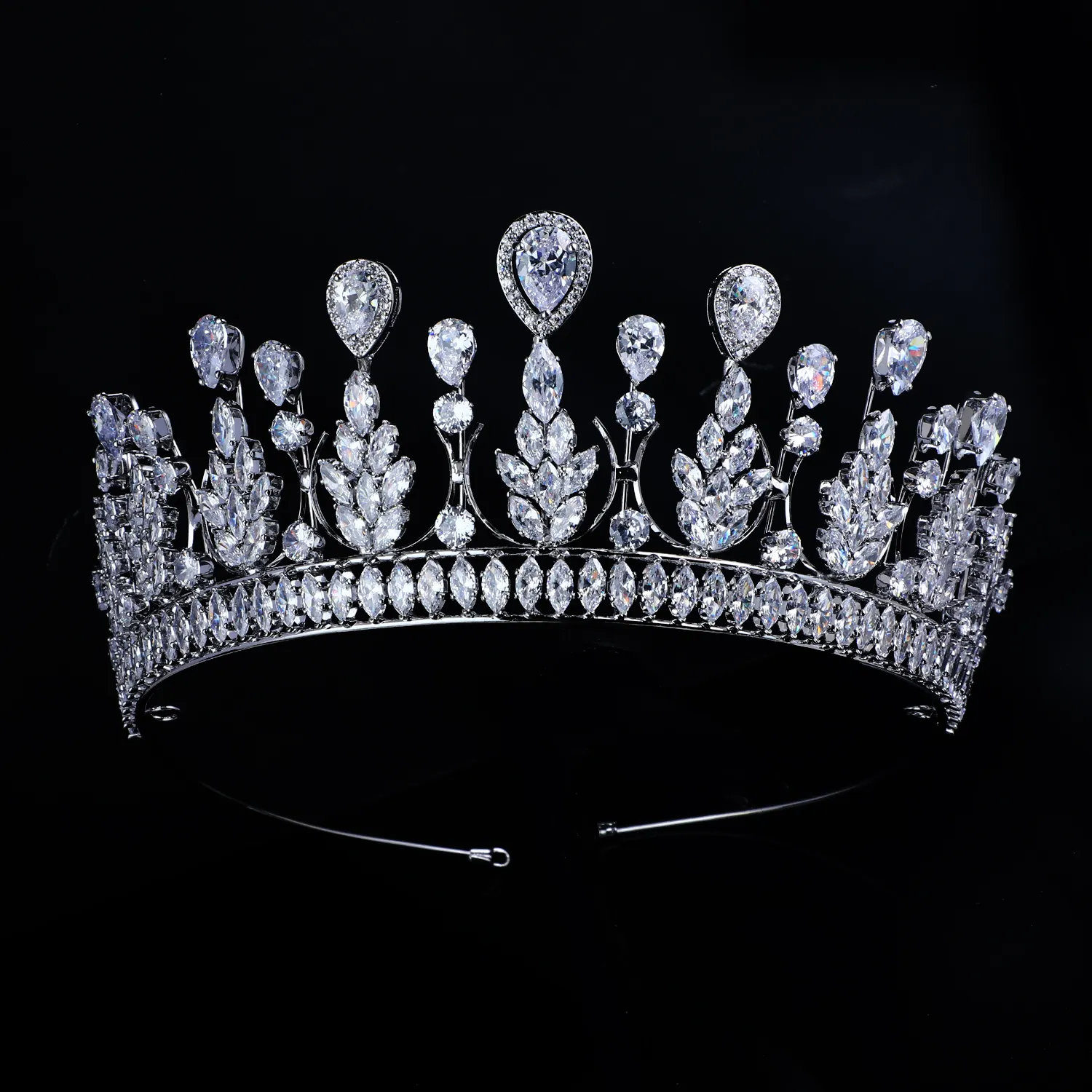 Tiara de coroa de zircônia banhada à ouro/24k, acessórios de cabelo, diadema, joias para casamento