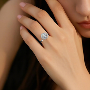 Bague ajustable et rotative en moissanite tournesol 1 carat 6,5 mm ronde D VVS1 plaqué or 18 carats, bijoux de mariage pour femmes, vente en gros personnalisée - Product Image 4