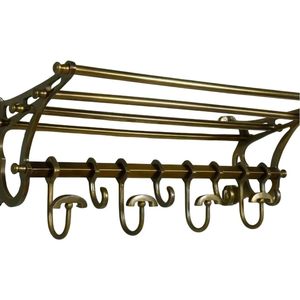 Porte-manteau mural rectangulaire en aluminium durable, finition brun antique, rangement multifonctionnel pour salle de bain - Product Image 2