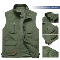 Haute qualité en plein air décontracté hommes tactique randonnée pêche photographe gilet maille sans manches veste vêtements de travail Multi poches doux