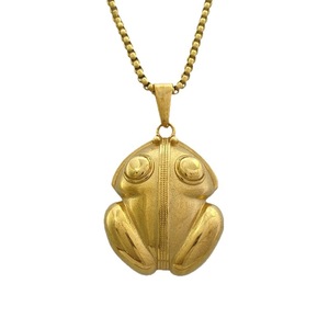 Collar con colgante de rana yunnique, acero inoxidable dorado, forma de animal, joyería para hombre, accesorio de moda - Product Image 5
