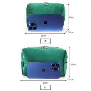Luxury Velvet <b>Cosmetic</b> <b>Bag</b> Portable Large Capacity <b>Travel</b> Makeup Organizer Beauty Storage Pouch Metal Zipper Women Toiletry <b>Bag</b> - Product Image 3