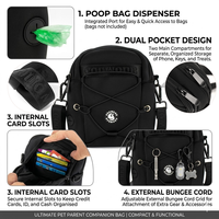 Sac de promenade pour chien personnalisé avec logo, distributeur de sacs à excréments, pochette d'entraînement pour chien à porter en bandoulière avec cordon élastique, double poche, ensemble de harnais pour animaux de compagnie