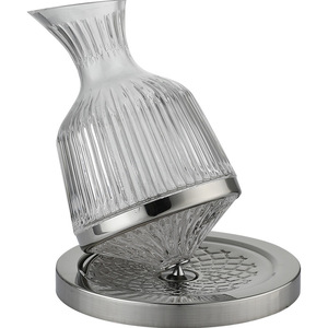 Portable 1500ml grande capacité cadeau personnalisé fait à la main série d'art de luxe décanteur de vin en verre de cristal avec plateau en acier inoxydable - Product Image 1