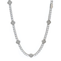 Nuevo Estilo Cadena de Tenis Geométrica Unisex Chapada en Oro Plata con Micro Pavé de Circones Brillantes de Cobre, Collar de Regalo