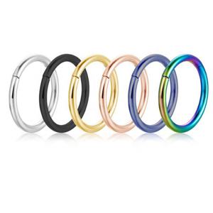 Joyas corporales personalizables de acero inoxidable chapado en oro de 18K, nuevo anillo de nariz y labio con interfaz de pin estilo HipHop, material principal PVD plateado - Product Image 1