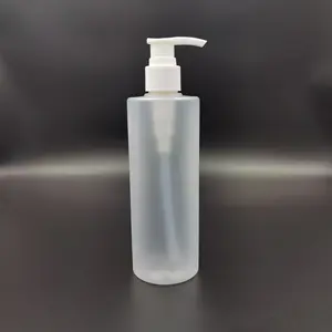 Luxury Frosted Matte Transparent Shampoo Bottle 300ml 10oz Round shower gel empty bottles with white pump