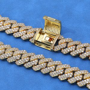Bracelets chaîne cubaine Moissanite double rangée sur mesure, sertis à la main, style Hip Hop, en argent 925 plaqué or véritable, Iced Out, fabrication sur mesure, ODM B2B - Product Image 3