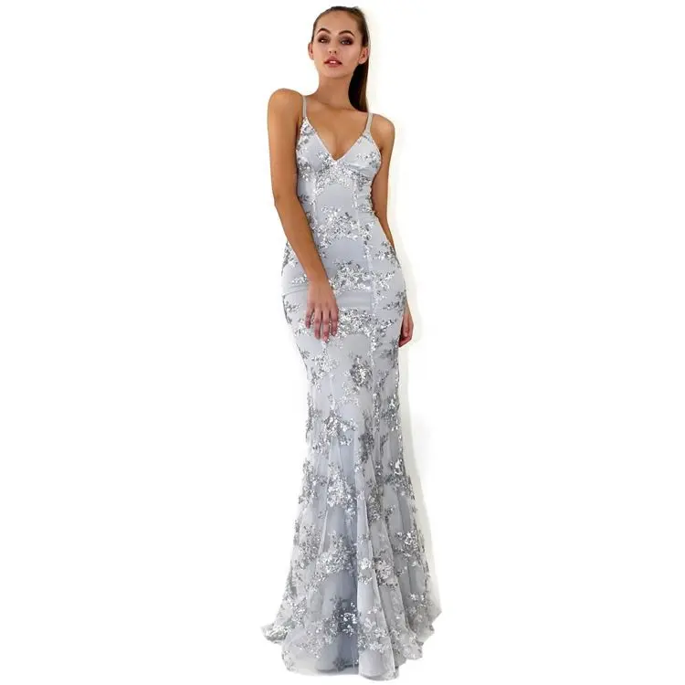 2022 Spaghetti Straps fashion Mermaid Evening Dresses Elegant Lace print Prom Party Dresses women Formal