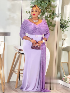 Robe de soirée élégante et tendance pour femme africaine, grande taille, à sequins, longueur ras du sol, taille haute, pour mariage, <span class=keywords><strong>demoiselle</strong></span> d'honneur et fête, modèle transfrontalier - Product Image 3