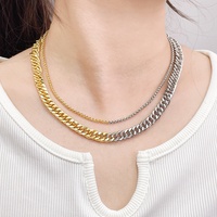 Ensemble Collier et Bracelet Chaîne Cubaine Tendance 2026 OEM Or et Argent Bicolore Double Couche Chaîne à Maillons Bijoux de Mariage Vente en Gros