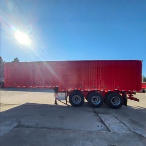 Semi-remorque à plateau à ridelles en acier rouge robuste à 3 essieux avec une capacité de charge de 80 à 100 tonnes pour le transport de marchandises et de bétail - Product Image 4
