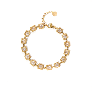 PXK-0279 กำไลข้อมือและกำไลผู้หญิงแบบคลาสสิกประดับคริสตัลและเพชรเทียม ทำจากสแตนเลสสตีล 316L ชุบทอง เหมาะสำหรับสวมใส่ทุกวัน - Product Image 2