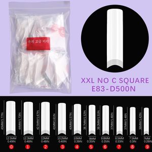 Venta al por mayor de fábrica, puntas de uñas No C Curve Square Nail Tips 500 PCS/BAG Clear Natural Popular <span class=keywords><strong>XXL</strong></span> Design Finger ABS para salón de uñas - Product Image 6