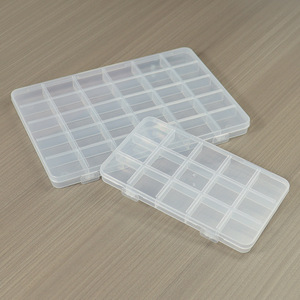 Transparent Plastic Storage Box With Fixed Slots For Jewelry Beads Small Parts Organization Desktop Organizer 20x15cm - Product Image 1