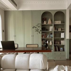 Mueble de TV, Mueble de Almacenamiento y Estantería para Sala de Estar, Estilo Retro Francés, Color Verde <span class=keywords><strong>Oliva</strong></span> Crema (Proceso de Acabado Lacado) - Product Image 4