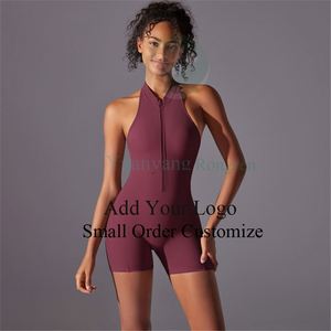 Combinaison <span class=keywords><strong>sexy</strong></span> sans manches à dos ouvert avec fermeture éclair sur le devant pour <span class=keywords><strong>femme</strong></span>, idéale pour le yoga et la gym - Product Image 5
