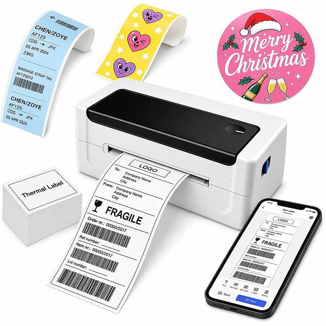 ED1080 Manufacturer OEM &ODM Thermal Shipping Label Printer 203DPI Wireless Portable Label Maker for Express Logistics Bulk