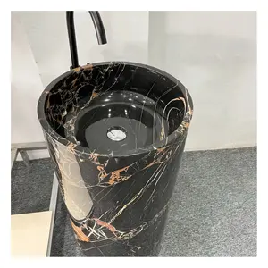 Luxury Bathroom Wash Black Natural Marble Design Marble Stone Sink In Bathroom Made In China