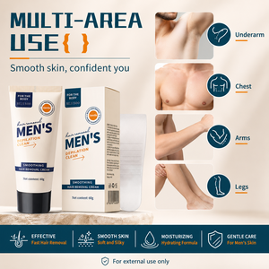 Crema Depilatoria para Hombres OEM ODM 60g, Crema Depilatoria Indolora para Eliminar el Vello Corporal Masculino del Pecho, Piernas, Espalda, <span class=keywords><strong>Axilas</strong></span>, Limpieza Profunda - Product Image 6