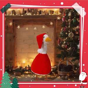 Porch Outfits Santa Goose Clothes Xmas Hat <b>Scarf</b> for Cement Duck Christmas Party Patio Yard Outdoor Decor - Product Image 6
