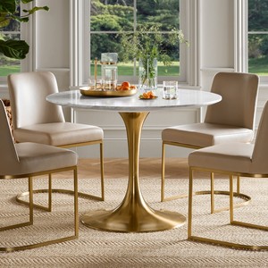 Base de Mesa Moderna y Duradera en Oro Cepillado con Pedestal de Acero Inoxidable para Uso Comercial en Restaurantes y Hospitales - Product Image 5