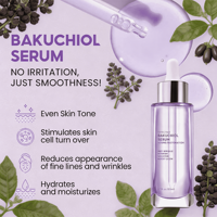 Sérum Visage Anti-Âge au Bakuchiol Biologique, Collagène et Niacinamide, Marque Privée, Produit de Soin Coréen pour la Peau
