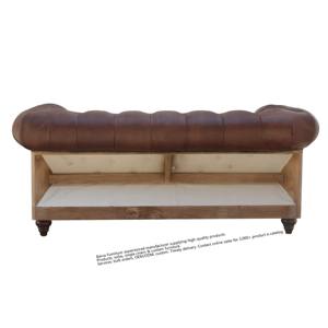 देहाती चमड़े के चेस्टरफील्ड अमेरिकी विंटेज प्राकृतिक काउच लिविंग रूम लकड़ी की प्राचीन शैली के लिए - Product Image 3