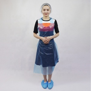 Desechables Chef <span class=keywords><strong>de</strong></span> corte <span class=keywords><strong>de</strong></span> pelo transparente PE delantal <span class=keywords><strong>de</strong></span> plástico - Product Image 1