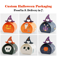 Boîte cadeau pliante personnalisée imperméable avec pelliculage mat pour bonbons d'Halloween, desserts, gâteaux et petites entreprises