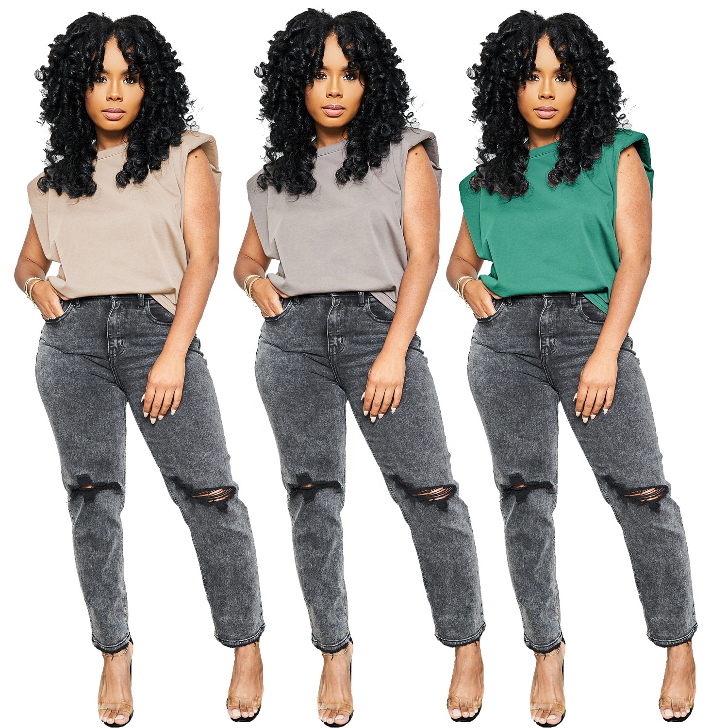 QC-AL117 последнее поступление женские юбки насыщенных цветов майка без рукавов с круглым вырезом Футболка для женщин