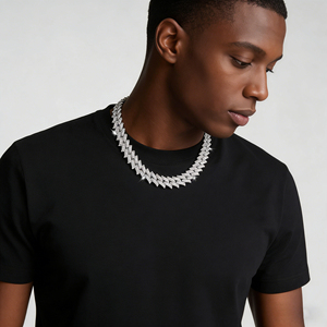 Collar Cubano con Incrustaciones de Diamantes de 16mm Estilo Hip-Hop y Brazalete de Cobre para Hombre, Joyería Exquisita, Venta al Por Mayor - Product Image 2