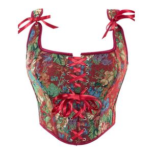 <span class=keywords><strong>Bustier</strong></span> en brocart floral Renaissance avec ruban réglable et laçage à la taille, gaine sculptante souple pour femme, tenue de soirée ou décontractée - Product Image 4