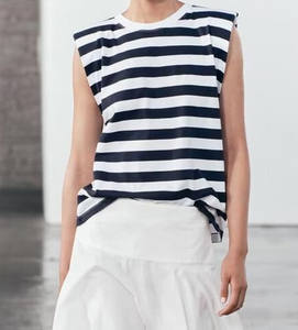 <span class=keywords><strong>Camiseta</strong></span> a Rayas con <span class=keywords><strong>Hombreras</strong></span>, Informal, Sencilla y Versátil para Mujer, Nueva Colección Verano 2024 de MYST&ZA, 0858030 - Product Image 2