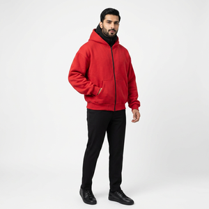 Custom Mask Stylish Custom Balaclava Hoodie Embroidery Ultra Soft Warm Winter Sherpa Fleece Men's Red Hoodies <b>Sweatshirts</b> - Product Image 1