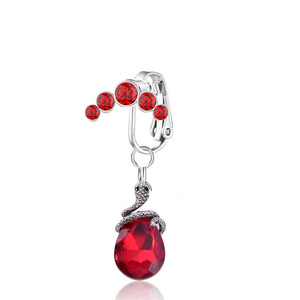 Clip de diamant rouge Zircon pendentif pierre Style sans poinçon en acier inoxydable nombril ongles bijoux de mode Piercing bijoux - Product Image 5