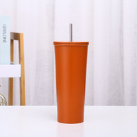 Gobelet isotherme en acier inoxydable à double paroi avec paille pour jus et lait, idéal pour les voyages - Vente en gros