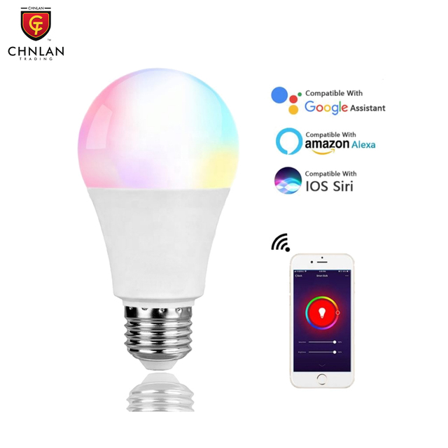 Tuya Alexa Smart WiFi Bulb Dimmable 10W A70 E27 B22 Globe LED RGB+White Lamp Remote Control White AC Powered CE