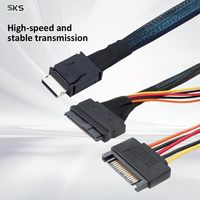 Oculink SFF 8611 - U.2 SFF 8639 NVMe SSD Kablosu PCIe 4.0 7000MB/s, Sunucu İş İstasyonu için 15Pin SATA Güçlü