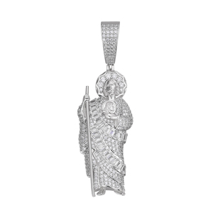 จี้พระนักบุญยูดา ดีไซน์สวยสะดุดตา สไตล์ฮิปฮอป หรูหราสำหรับผู้ชาย ชุบทองคำแท้ 14K ประดับเพชรซิคอนเกรด 5A บนตัวเรือนทองเหลือง - Product Image 6