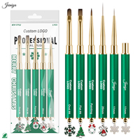 Pendentif de Noël décoratif, ensemble de pinceaux à ongles en métal avec manche, pinceau à gel UV à poils en nylon pour le nail art des fêtes et la manucure en salon