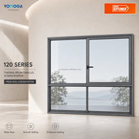 Ventana Corredera Horizontal de Doble Acristalamiento, Aleación de Aluminio, Aislamiento Térmico para Cocina, Certificación Energy Star, Color Negro Personalizable