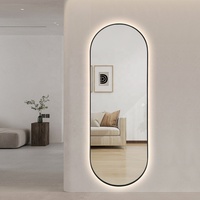 Miroir LED mural en forme de capsule avec capteur tactile, éclairage intégré, pour salon et chambre à coucher