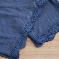 Set Piyama Wanita 3 Potong dengan Atasan Tanpa Lengan Berenda, Celana Pendek, dan Celana Panjang, Ukuran S-XL