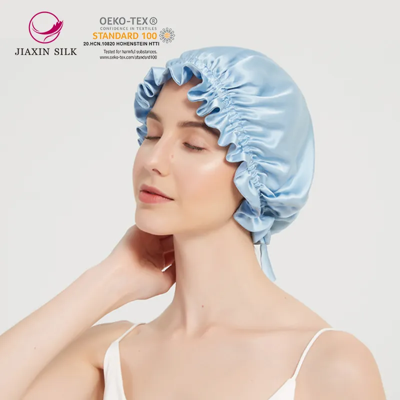 Natural Satin Silk Bonnet Sleep Bonnet Cap Extra Large Double Layer Reversible Adjustable Satin Cap for Sleeping Hair Bonnet